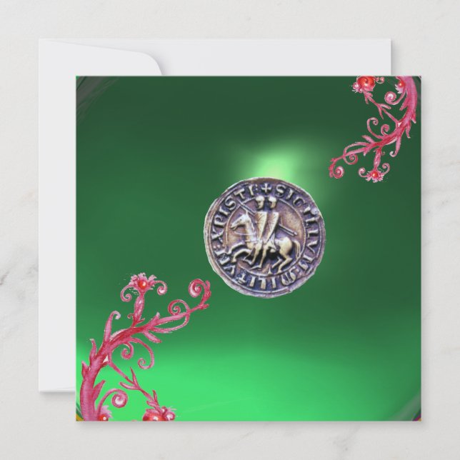 SEAL OF THE KNIGHTS TEMPLAR jade green Invitation (Front)