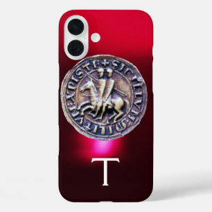 SEAL OF THE KNIGHTS TEMPLAR MONOGRAM burgundy iPhone 16 Plus Case