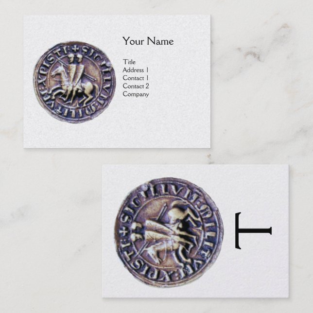 SEAL OF THE KNIGHTS TEMPLAR MONOGRAM White Pearl Business Card (Front/Back)