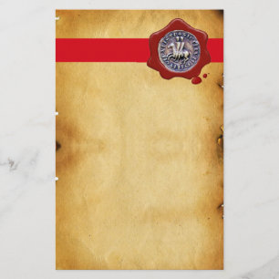 SEAL OF THE KNIGHTS TEMPLAR, Red Wax ,Parchment Stationery