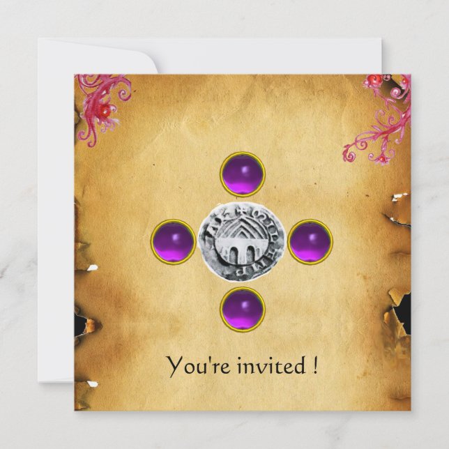 SEAL OF THE KNIGHTS TEMPLAR TAU gem purple Invitation (Front)
