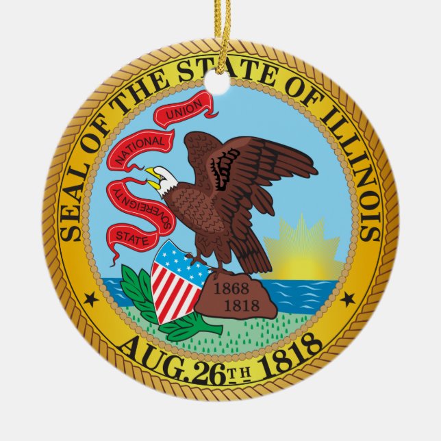 Seal of the State of Illinois Ceramic Ornament (Front)