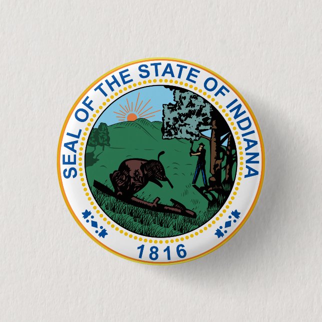 Seal of the State of Indiana 1 Inch Round Button (Front)