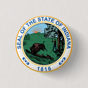 Seal of the State of Indiana 1 Inch Round Button