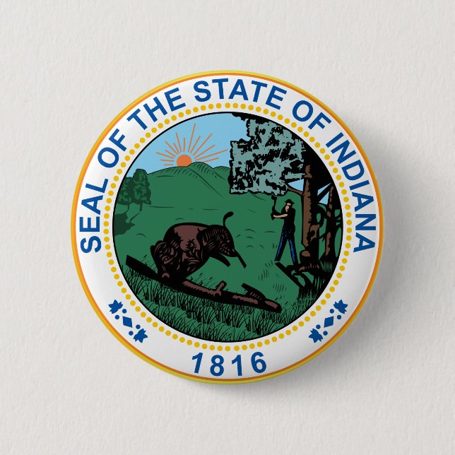 Seal of the State of Indiana 2 Inch Round Button (Front)
