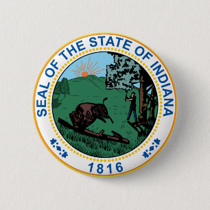 Seal of the State of Indiana 2 Inch Round Button