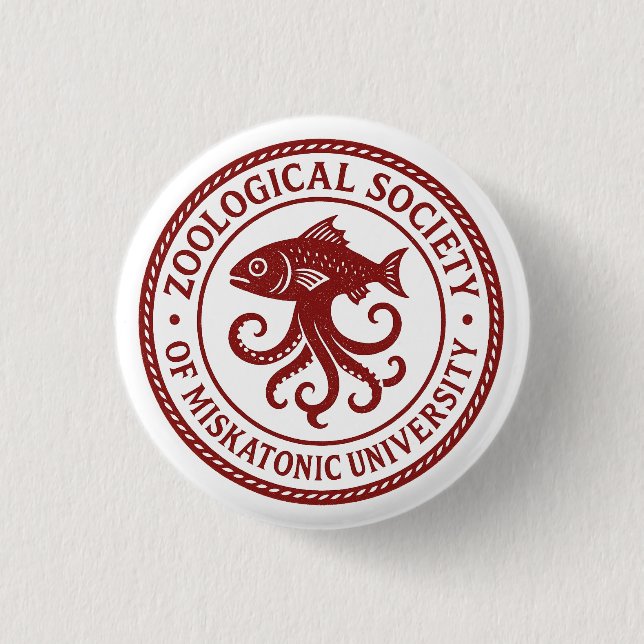 Seal of the Zoological Society of Miskatonic 1 Inch Round Button (Front)