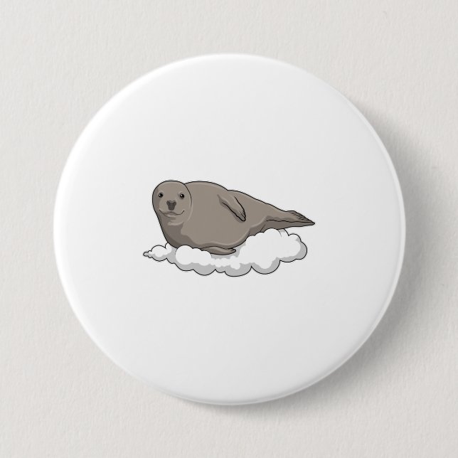 Seal on Clouds 3 Inch Round Button (Front)