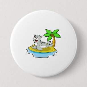Seal on Island 3 Inch Round Button