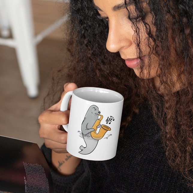 Seal Playing The Saxophone Coffee Mug (Creator Uploaded)