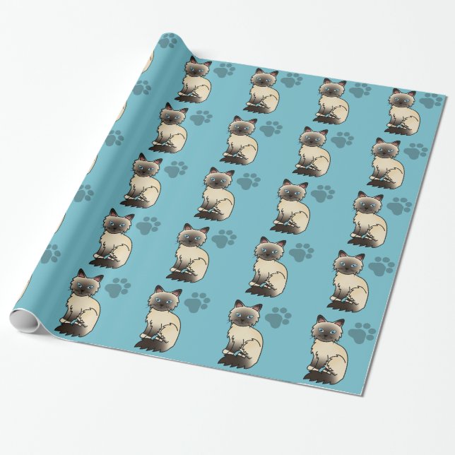 Seal Point Birman / Ragdoll Cat Wrapping Paper (Unrolled)