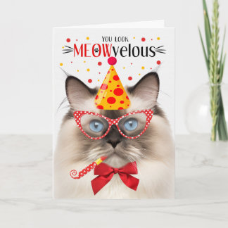 Seal Point Ragdoll Cat MEOWvelous Birthday Card