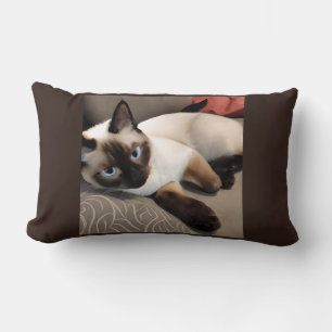Seal Point Siamese Digital Portrait Lumbar Pillow