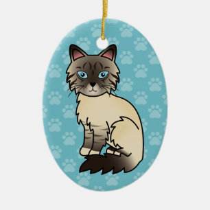 Seal Point Tabby Birman / Ragdoll Cat Ceramic Ornament