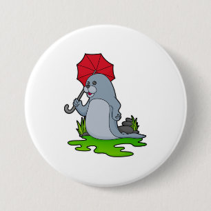 Seal Raining Umbrella 3 Inch Round Button