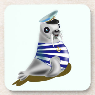 Seal Sailor Coaster - Your Colour - Text