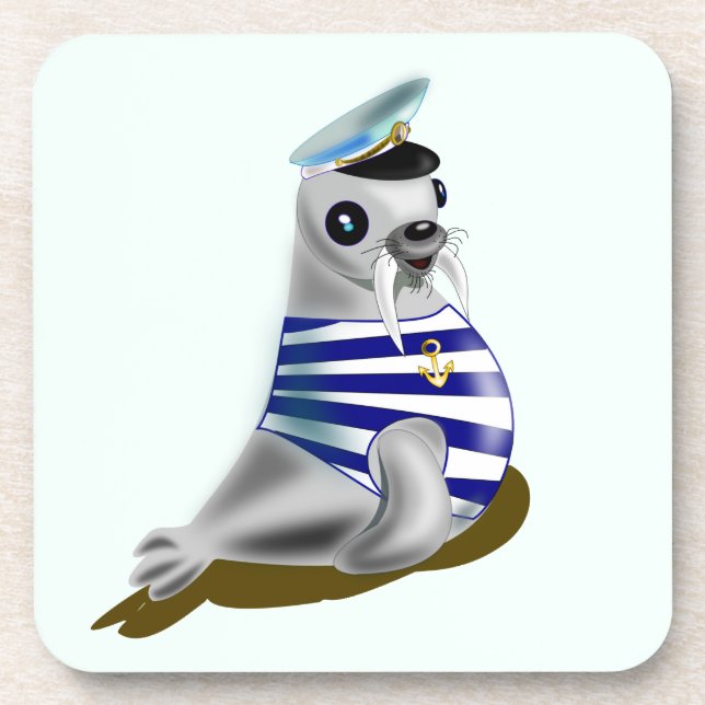Seal Sailor Coaster - Your Colour - Text (Front)
