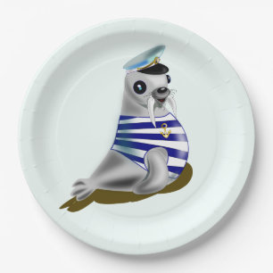 Seal Sailor Funny Paper Plates - Customizable