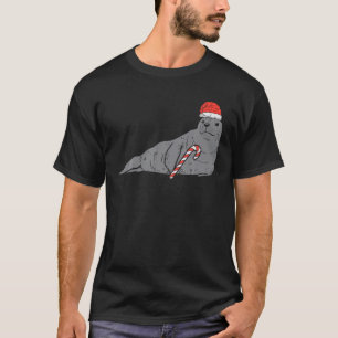 Seal Santa Animal Christmas Xmas Women Girls T-Shirt