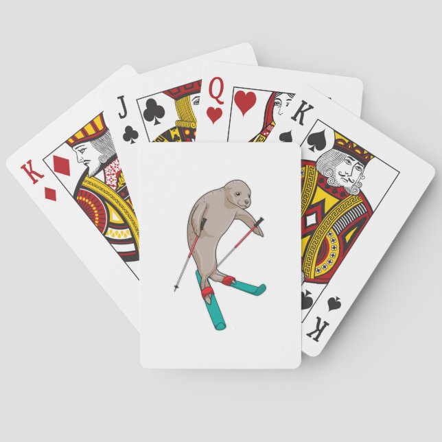 Seal Skier Ski Playing Cards (Back)