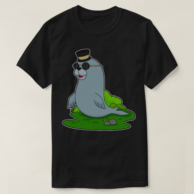 Seal Sunglasses Cylinder T-Shirt (Design Front)