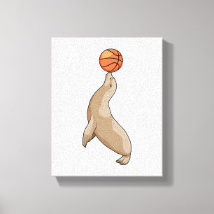 Seal with Basketball Canvas Print