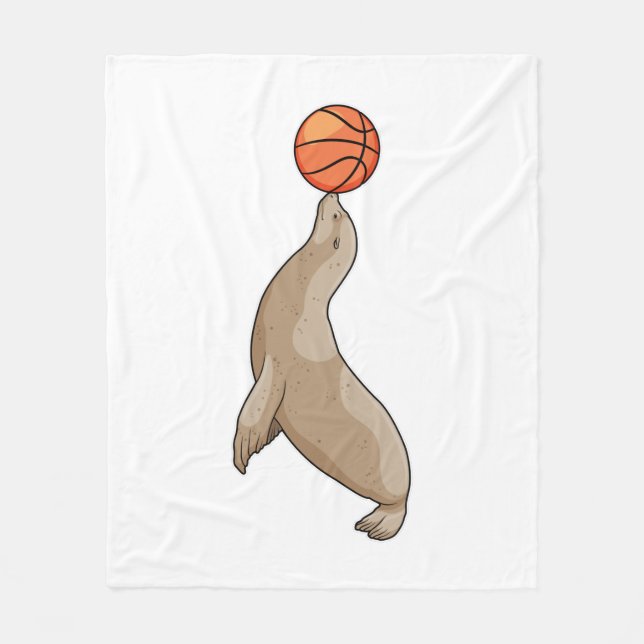 Seal with Basketball Fleece Blanket (Front)