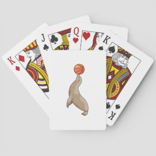Seal with Basketball Playing Cards