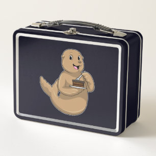 Seal with Cake Metal Lunch Box