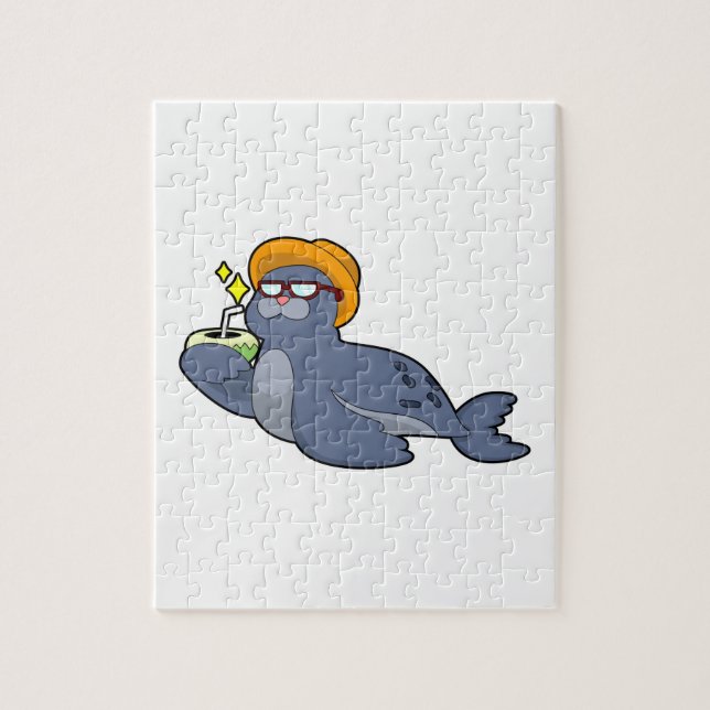 Seal with Coconut Jigsaw Puzzle (Vertical)