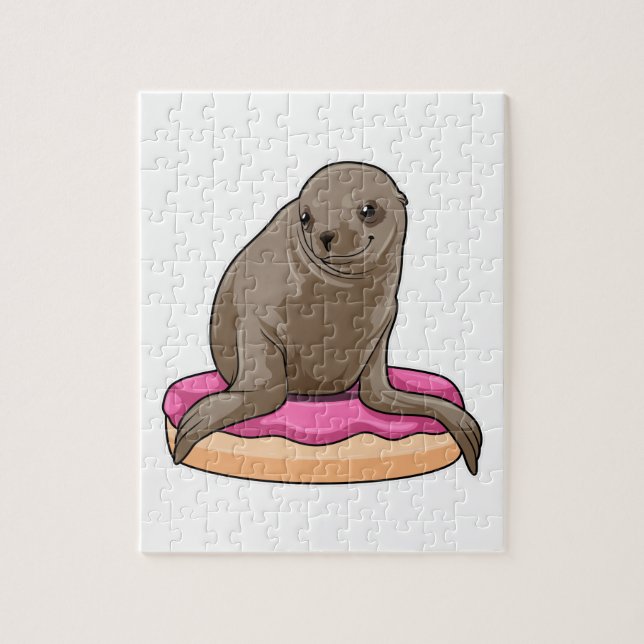 Seal with Doughnut Jigsaw Puzzle (Vertical)