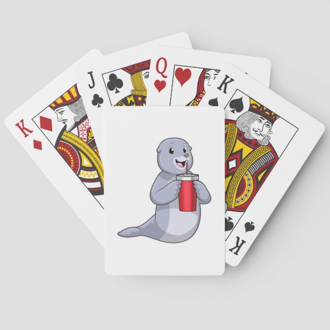 Seal with Drinking cup Playing Cards (Back)