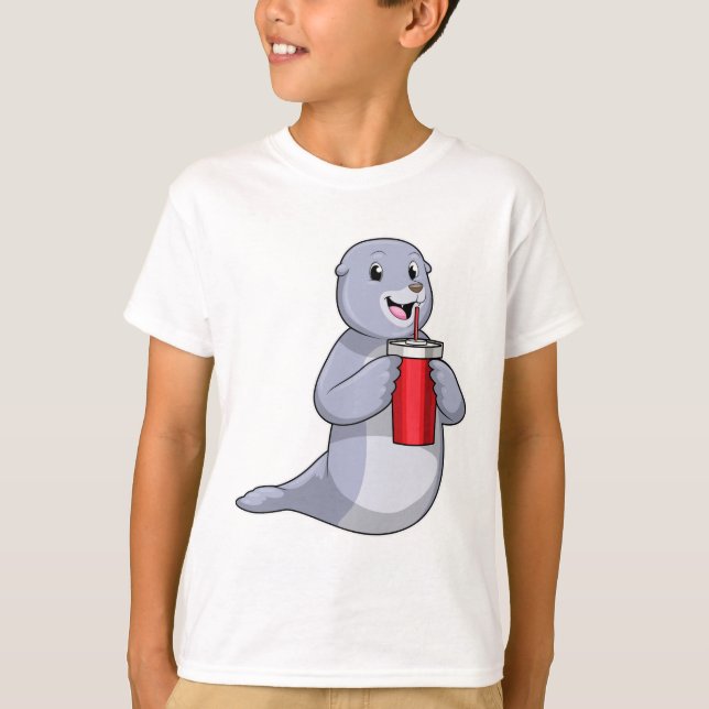 Seal with Drinking cup T-Shirt (Front)
