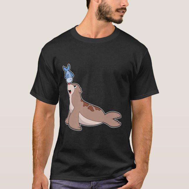 Seal with Fish (2).PNG T-Shirt (Front)