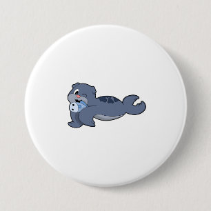 Seal with Fish (3).PNG 3 Inch Round Button