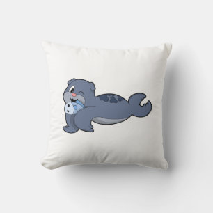 Seal with Fish (3).PNG Throw Pillow