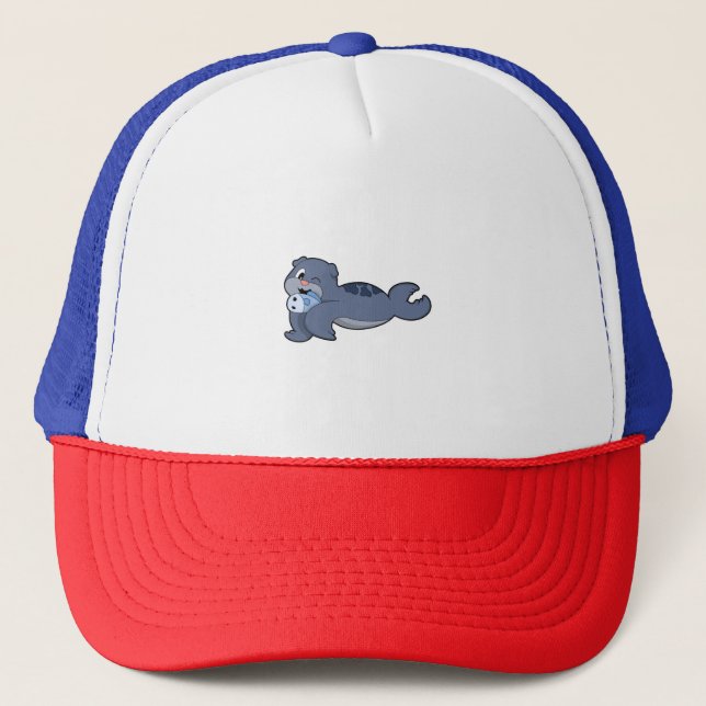 Seal with Fish (3).PNG Trucker Hat (Front)