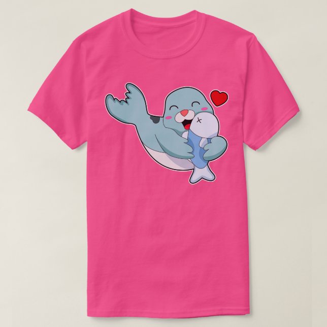 Seal with Fish 5 T-Shirt (Design Front)