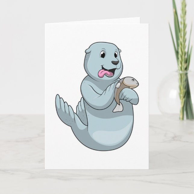 Seal with Fish Card (Front)