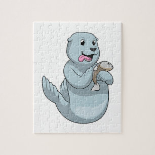 Seal with Fish Jigsaw Puzzle