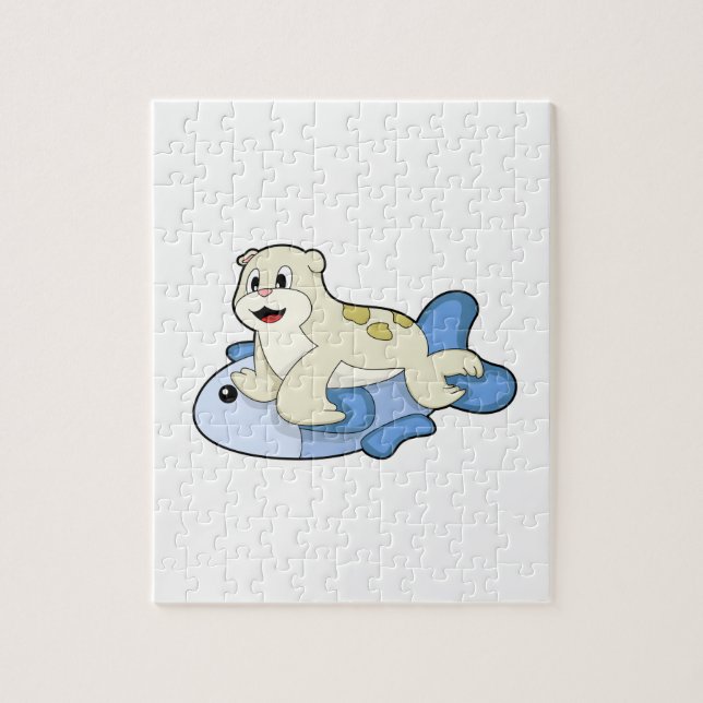 Seal with Fish Jigsaw Puzzle (Vertical)