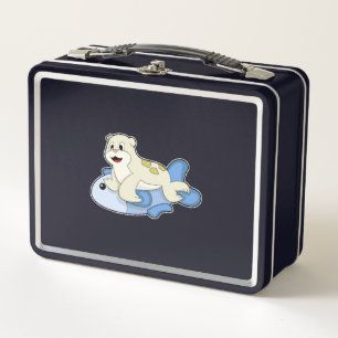 Seal with Fish Metal Lunch Box