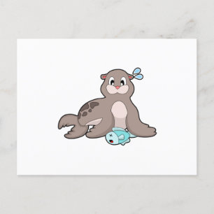 Seal with Fish Postcard