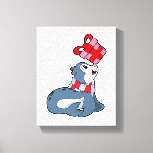 Seal with Gift Canvas Print