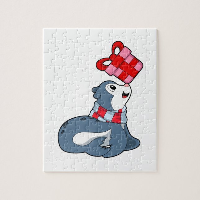 Seal with Gift Jigsaw Puzzle (Vertical)