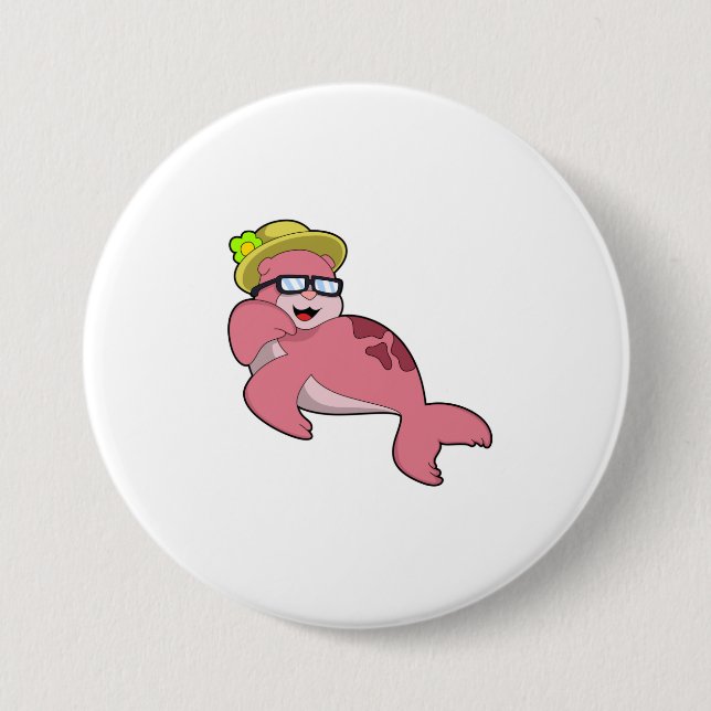 Seal with Glasses.PNG 3 Inch Round Button (Front)