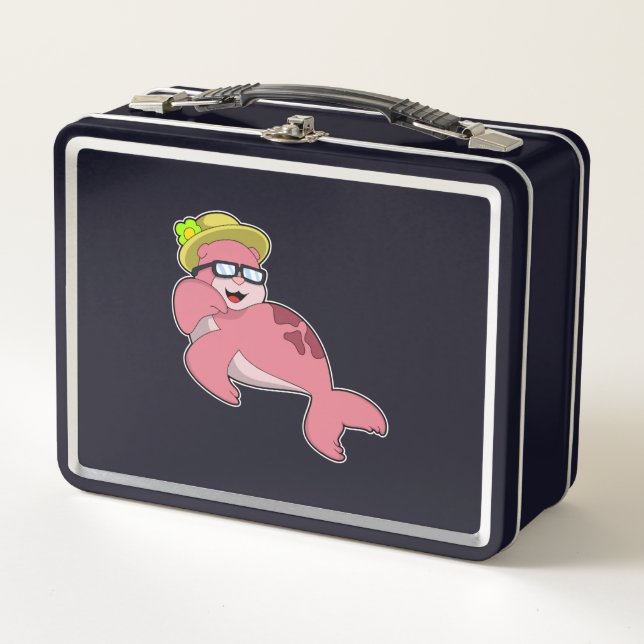 Seal with Glasses.PNG Metal Lunch Box (Front)