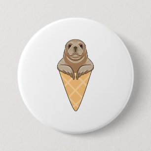 Seal with Ice cream cone 3 Inch Round Button
