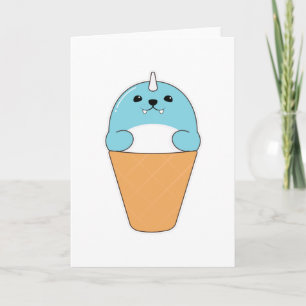 Seal with Ice cream cone Card