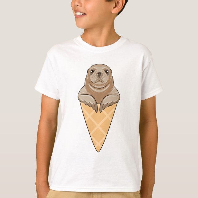 Seal with Ice cream cone T-Shirt (Front)